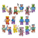 Smartable Crystal Mini Zombie Steve Figure Building Blocks Education Toys For Kids Compatible Legoe Minecraft Bricks Brinquedos