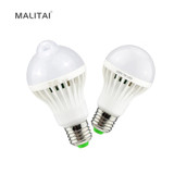 Smart PIR Motion Sensor E27 3W 5W 7W 9W 12W 220V LED lamp Sound / Voice Induction &amp; Light Control Bulb For Door Stair lighting