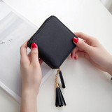 Small tassel Genuine Leather women purse female mini wallet multifunction women coin purse zipper brand money coin change wallet