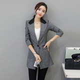Small suit Jacket female 2017 Spring autumn Slim long style Women blazers Casual fashion Plus size Coat outerwear
