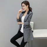 Small suit Jacket female 2017 Spring autumn Slim long style Women blazers Casual fashion Plus size Coat outerwear