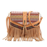 Small Shoulder Bags For Women 2017 Tassels Women Messenger Bags Vintage Leather Zipper Printing Crossbody Bags For Women Fashion