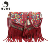 Small Shoulder Bags For Women 2017 Tassels Women Messenger Bags Vintage Leather Zipper Printing Crossbody Bags For Women Fashion