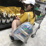 Small hologram backpack laser holographic bag mochila feminino silver multicolor primary school leather daypack zaino olografico