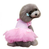 Small Dog Clothes Cute Pet Dog Puppy Stripe Bow Lace Tutu Dress