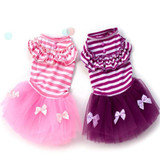 Small Dog Clothes Cute Pet Dog Puppy Stripe Bow Lace Tutu Dress Small Dog Clothes Cute Pet Dog Puppy Stripe Bow Lace Tutu Dress