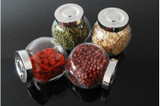 Small canister storage tank glass jar transparent glass bottle storage tank seal seasoning bottle Creative kitchen green Jars