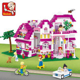 Sluban Girls Blocks Assembly Educational Building Blocks DIY 3D Bricks Plastic Block Building Playmobil Toys For Children