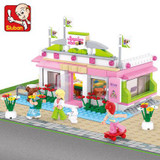 Sluban Girls Blocks Assembly Educational Building Blocks DIY 3D Bricks Plastic Block Building Playmobil Toys For Children