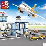 Sluban Model building kits compatible with lego city plane Airport 845 3D blocks Educational toys hobbies for children 026