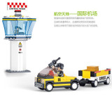 Sluban Model building kits compatible with lego city plane Airport 845 3D blocks Educational toys hobbies for children 026