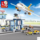 Sluban Model building kits compatible with lego city plane Airport 845 3D blocks Educational toys hobbies for children 026