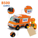 SLUBAN Building Blocks City House Snack Car TV Express Police Truck school bus Brick girls Toy