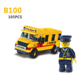 SLUBAN Building Blocks City House Snack Car TV Express Police Truck school bus Brick girls Toy
