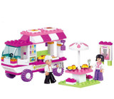 SLUBAN Building Blocks City House Snack Car TV Express Police Truck school bus Brick girls Toy