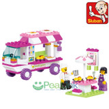 SLUBAN 102Pcs Pink Dream Snack Car Building Blocks Particles Bricks Girls educational toys toys for children