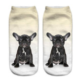 SLMVIAN New Black French BullDog Puppy 3D Print Animal Women Socks Casual cartoon Socks Unisex Low Cut Ankle Socks
