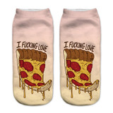 SLMVIAN New I Iove Pizza 3D Print Animal Women Socks Casual cartoon Socks Unisex Low Cut Ankle Socks