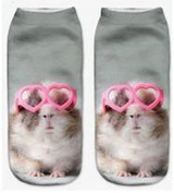 SLMVIAN Gray Mouse New Arrival 3D Pug Dog Print Socks Casual Harajuku Art Socks Low Cut Animal Sock Ankle Women's Sock Short