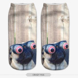 SLMVIAN 3D Print pug Animal women Socks Casual cartoon Socks Unisex Low Cut Ankle Socks