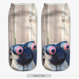 SLMVIAN 3D Print pug Animal women Socks Casual cartoon Socks Unisex Low Cut Ankle Socks