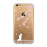 For Apple iPhone 6 6s Plus 4 4S 5 5S SE 5C 6Plus Case Soft TPU Silicon Transparent Thin Cover Black Cat Owl Rabbit Animal Case