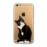 For Apple iPhone 6 6s Plus 4 4S 5 5S SE 5C 6Plus Case Soft TPU Silicon Transparent Thin Cover Black Cat Owl Rabbit Animal Case