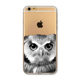 For Apple iPhone 6 6s Plus 4 4S 5 5S SE 5C 6Plus Case Soft TPU Silicon Transparent Thin Cover Black Cat Owl Rabbit Animal Case