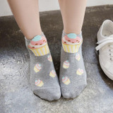 Foot 22-25cm Cupcake Short Socks Women Cute Kawaii Cream Fairy Patty Cup Cake Butter Sugar Milk Baking Lovely Funny Sweet Cotton