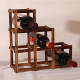 Foldable Carbonized 6 Grid Wood Wine Holder Fashion Wine Rack Bar/Home/Restaurant Decor Kitchen Holder Display Shelf Organizer