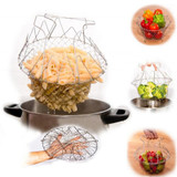 Foldable Agic Basket Mesh Steam Rinse Strain Fry French Chef Basket MBasket Strainer Net Kitchen Cooking Tool