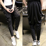 Fold Rivets Men Harem Pants Male Fashion Casual Loose Long Sweatpant Punk Gothic Stage Clothing Pencil Pants