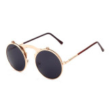 FOENIXSONG Unisex Flip Sunglasses for Women Men Round Sun Glasses Clamshell Eyewear Vintage Retro Gafas Oculos de sol SGLS3057