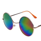 FOENIXSONG Brand Vintage Round Sunglasses for Women Designer Frame Eyewear Fashion Oculos de sol Gold Silver Frame Mirror Lens
