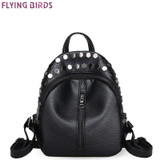 FLYING BIRDS rivet Mochila mini women backpack leather backpacks teenage school bags female travel bag high quality designer bag