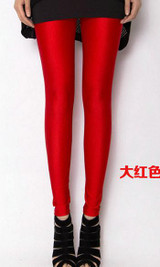 Fluorescent Color Leggings Pants Women's Ice Silk Spandex Elastic Leggings Multicolor Shiny Glossy dance Leggings Trousers