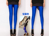 Fluorescent Color Leggings Pants Women's Ice Silk Spandex Elastic Leggings Multicolor Shiny Glossy dance Leggings Trousers