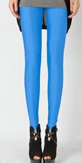 Fluorescent Color Leggings Pants Women's Ice Silk Spandex Elastic Leggings Multicolor Shiny Glossy dance Leggings Trousers