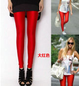 Fluorescent Color Leggings Pants Women's Ice Silk Spandex Elastic Leggings Multicolor Shiny Glossy dance Leggings Trousers