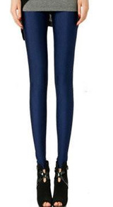 Fluorescent Color Leggings Pants Women's Ice Silk Spandex Elastic Leggings Multicolor Shiny Glossy dance Leggings Trousers