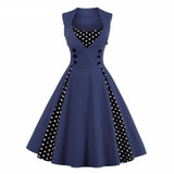 Floyln Elegant Buttons Dress Women Vintage 50s 60s Style Dresses S - 4XL Plus Size Retro Tunic Vestido Dress