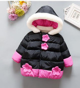 Flowers lovely cotton-padded jacket of the girls