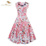 Tunic Vestidos S-4XL Plus Size Women Dress Summer Floral Print Retro Casual Party Robe Pinup Rockabilly 50s Vintage Dresses