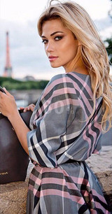 tumn 2017 new fashion women plaid print dress casual o-neck half sleeve tunic vintage dresses plus size