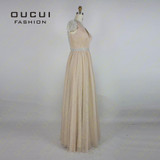Tulle Fabric Pleat With Beading Handwork Bridesmaid Mermaid Long Prom Dress With Stones OL102785 vestido de festa de casamento