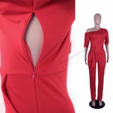 Tsuretobe New Fashion Off the Shoulder Elegant Jumpsuits Women Plus Size Rompers Womens Jumpsuits Short Sleeve Female Overalls
