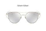 TSHING Women Fashion Twin-Beams Rose Gold Cat Eye Sunglasses Ladies Clear Mirror Cateye Sun Glasses For Female Optical Frame