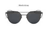 TSHING Women Fashion Twin-Beams Rose Gold Cat Eye Sunglasses Ladies Clear Mirror Cateye Sun Glasses For Female Optical Frame