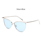 TSHING New Women Cat Eye Sunglasses Fashion Classic Clear Shades Vogue Female Metal Frame Mirrored Cateye Sun Glasses UV400
