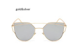 TSHING Classic Fashion New Women Clear Lens Cat Eye Sunglasses Ladies Mirror Cateye Sun Glasses For Female Optical Frame Eyewear
